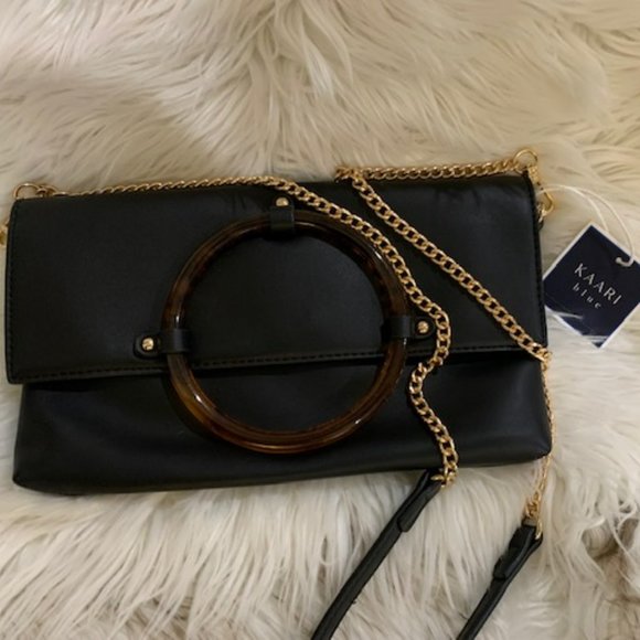 KAARI Blue Crossbody Black Purse with two Shoulder straps - Picture 8 of 12